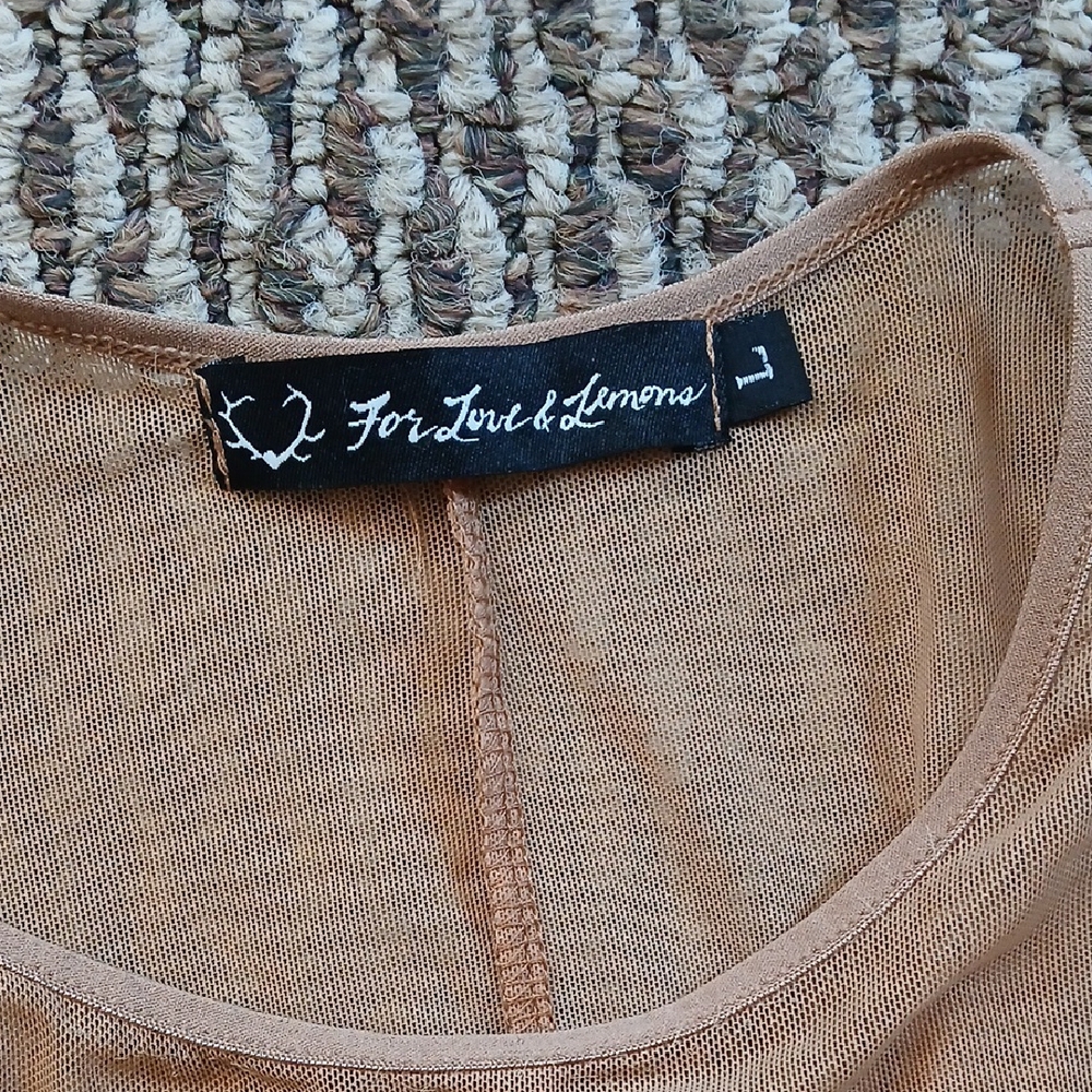For Love And Lemons Sheer Tan Cream Bodysuit - Picture 3 of 4